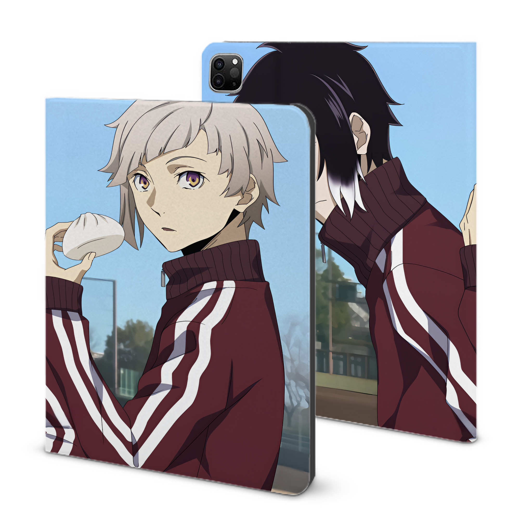 （画像用） 文豪ストレイドッグス Bungo Stray Dogs IPad ケース ブック型 PUレザー TPU 耐衝撃 軽量 薄型 ペン収納なし 全面保護 IPad 各モデル対応